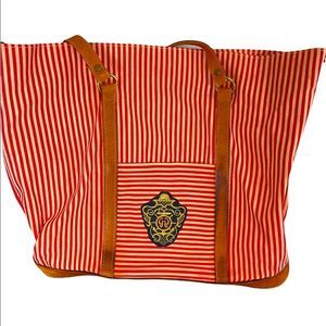 🔥 Canvas Tote, 18 wide and 16 high, red nautical strip,